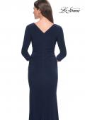 Picture of: Long Jersey Evening Dress with Square Neckline and Sleeves in Navy, Style: 30883, Detail Picture 6