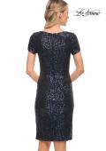 Picture of: Knee Length Sequin Dress with Short Sleeves in Navy, Detail Picture 7