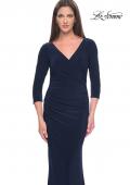 Picture of: Long Evening Dress with Wrap Style Neckline in Navy, Style: 31020, Detail Picture 7