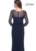 Picture of: Evening Gown with Illusion Rhinestone Sleeves in Navy, Style: 31777, Detail Picture 7