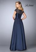 Picture of: A-line Mikado Gown with Sheer Beaded Top in Navy, Style: 24883, Back Picture