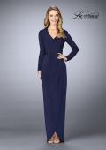 Picture of: Tulip Hem Long Sleeve Evening Gown in Plum, Style: 24927, Detail Picture 1
