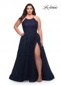 Picture of: Tulle Gown with Lace Bodice and High Neckline in Navy, Style: 29071, Main Picture