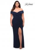 Picture of: Jersey Plus Size Dress with Off the Shoulder Top in Navy, Style: 29397, Main Picture