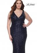 Picture of: Sequin Plus Size Evening Dress with Lien Design in Navy, Style: 32016, Main Picture