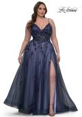 Picture of: Stunning A-line Plus Dress with Sequin Beaded Applique in Navy , Style: 33061, Main Picture