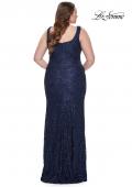 Picture of: Beaded Lace Plus Size Fitted Dress with Square Neckline in Navy, Style: 31605, Detail Picture 8