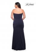 Picture of: Strapless Plus Size Dress with Ruffle Slit Detail in Navy, Style: 29664, Detail Picture 9