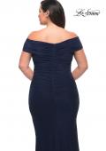 Picture of: Long Net Jersey Plus Dress with Bodice Design in Navy, Style: 29635, Detail Picture 10