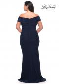 Picture of: Long Net Jersey Plus Dress with Bodice Design in Navy, Style: 29635, Detail Picture 11