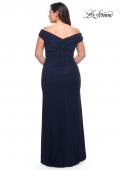 Picture of: Flattering Ruched Off the Shoulder Plus Size Dress in Navy, Style: 29722, Detail Picture 11