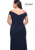 Picture of: Flattering Ruched Off the Shoulder Plus Size Dress in Navy, Style: 29722, Detail Picture 17