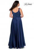 Picture of: Rhinestone Bodice Plus Size Prom Gown with Pockets in Navy, Style: 28879, Back Picture