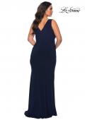 Picture of: Jersey Plus Size Prom Dress with V-Neckline and Slit in Navy, Style: 28882, Back Picture