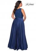 Picture of: A-line Plus Size Dress with Lace Sequin Bodice in Navy, Style: 29004, Back Picture