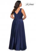 Picture of: A-line Plus Size Dress with Rhinestone Lace Bodice in Navy, Style: 29039, Back Picture