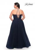 Picture of: Tulle Gown with Lace Bodice and High Neckline in Navy, Style: 29071, Back Picture