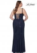 Picture of: Bustier Plus Size Dress with Rhinestone Fishnet Fabric in Navy, Style: 32243, Back Picture