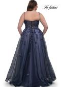 Picture of: Stunning A-line Plus Dress with Sequin Beaded Applique in Navy , Style: 33061, Back Picture