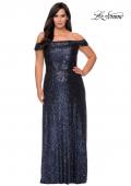 Picture of: Off the Shoulder Sequin Curvy Prom Dress in Navy, Style: 28988, Detail Picture 1