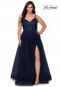 Picture of: Plus Size A-line Prom Gown with Rhinestone Bodice in Navy, Style: 29060, Detail Picture 1