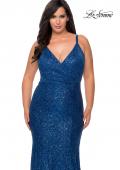 Picture of: Sequin Curvy Prom Dress with Cut Out Open Back in Navy, Style: 29063, Detail Picture 1