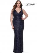 Picture of: Sequin Plus Size Evening Dress with Lien Design in Navy, Style: 32016, Detail Picture 1