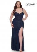 Picture of: Bustier Plus Size Dress with Rhinestone Fishnet Fabric in Navy, Style: 32243, Detail Picture 1