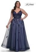 Picture of: Stunning A-line Plus Dress with Sequin Beaded Applique in Navy , Style: 33061, Detail Picture 1