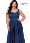 Picture of: Rhinestone Bodice Plus Size Prom Gown with Pockets in Navy, Style: 28879, Detail Picture 2