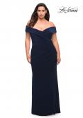 Picture of: Jersey Plus Size Dress with Off the Shoulder Top in Navy, Style: 29397, Detail Picture 2