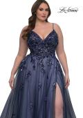 Picture of: Stunning A-line Plus Dress with Sequin Beaded Applique in Navy , Style: 33061, Detail Picture 2