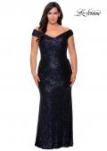 Picture of: Off The Shoulder Sequin Plus Size Prom Dress in Navy, Style: 28795, Detail Picture 3