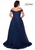 Picture of: Off The Shoulder Tulle Plus Size Gown with Lace in Navy, Style: 28950, Detail Picture 3