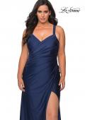 Picture of: Chic Jersey Plus Size Gown with Strappy Back in Navy, Style: 29062, Detail Picture 3