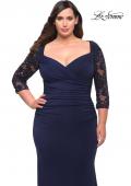 Picture of: Jersey Plus Dress with Lace Sleeves and Back in Navy, Style: 29586, Detail Picture 3