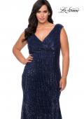 Picture of: Faux Wrap Bodice Sequin Plus Size Prom Gown in Navy, Style: 28962, Detail Picture 4