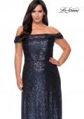 Picture of: Off the Shoulder Sequin Curvy Prom Dress in Navy, Style: 28988, Detail Picture 4