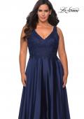 Picture of: A-line Plus Size Dress with Rhinestone Lace Bodice in Navy, Style: 29039, Detail Picture 4