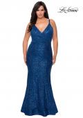 Picture of: Sequin Curvy Prom Dress with Cut Out Open Back in Navy, Style: 29063, Detail Picture 4