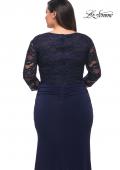 Picture of: Jersey Plus Dress with Lace Sleeves and Back in Navy, Style: 29586, Detail Picture 4