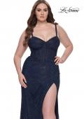 Picture of: Bustier Plus Size Dress with Rhinestone Fishnet Fabric in Navy, Style: 32243, Detail Picture 4