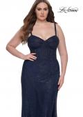 Picture of: Bustier Plus Size Dress with Rhinestone Fishnet Fabric in Navy, Style: 32243, Detail Picture 5