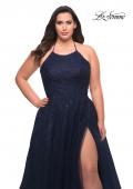 Picture of: Tulle Gown with Lace Bodice and High Neckline in Navy, Style: 29071, Detail Picture 6