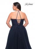 Picture of: Tulle Gown with Lace Bodice and High Neckline in Navy, Style: 29071, Detail Picture 7