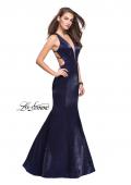 Picture of: Long Form Fitting Mermaid Prom Dress with Deep V in Navy, Style: 25494, Main Picture