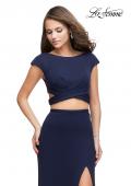 Picture of: Two Piece Wrap Jersey Prom Dress with Short Sleeves in Navy, Style: 25815, Main Picture