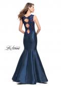 Picture of: Long Mikado Mermaid Gown with Lace Straps in Navy, Style: 25972, Main Picture