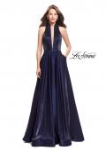 Picture of: Satin Ball Gown with Tonal Beading and Back Cutout, in Navy Style: 25986, Main Picture