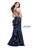 Picture of: Mikado Mermaid Dress with High Neck and Beading in Navy, Style: 26181, Main Picture